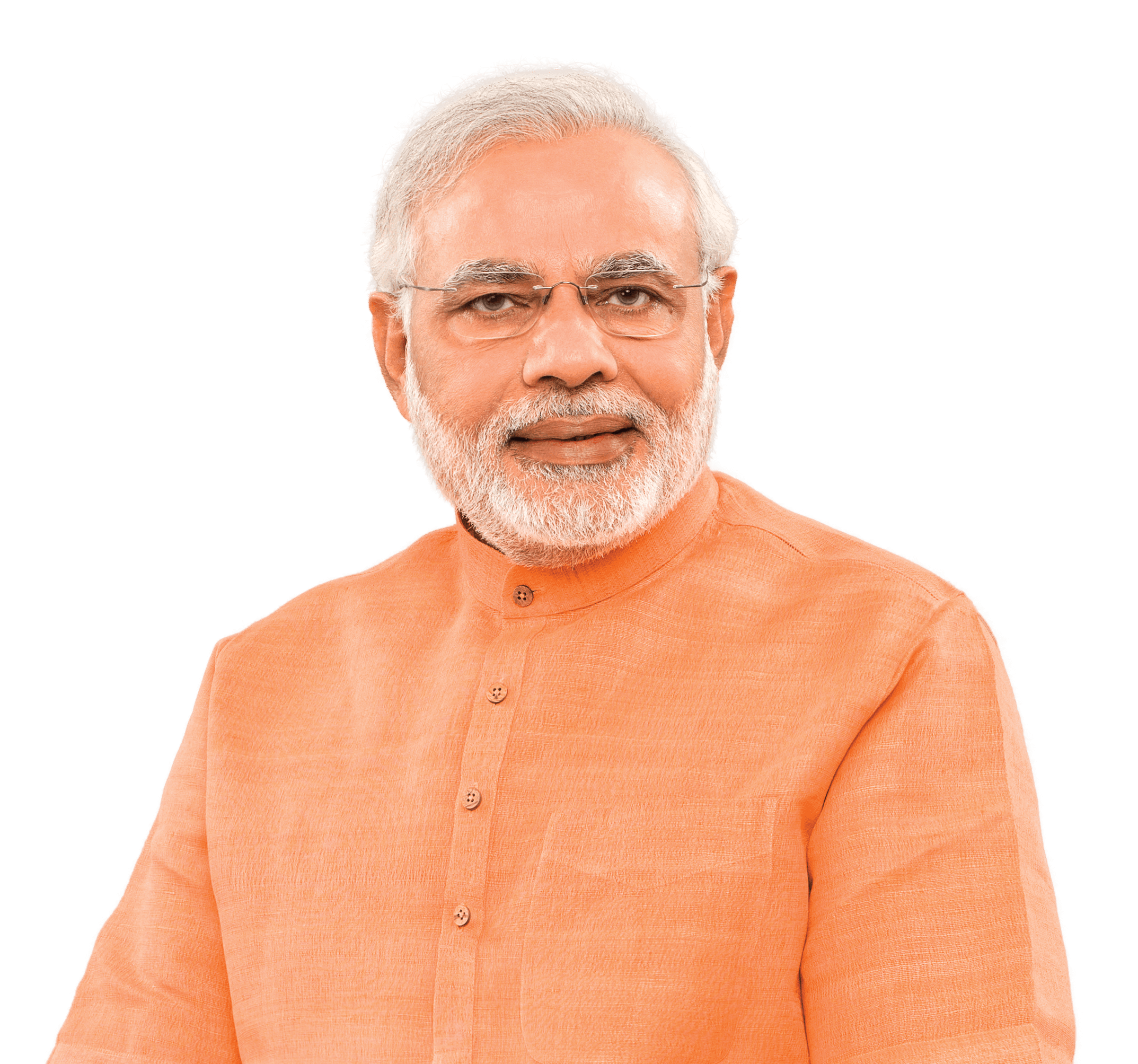 Prime Minister Narendra Modi in a saffron kurta.