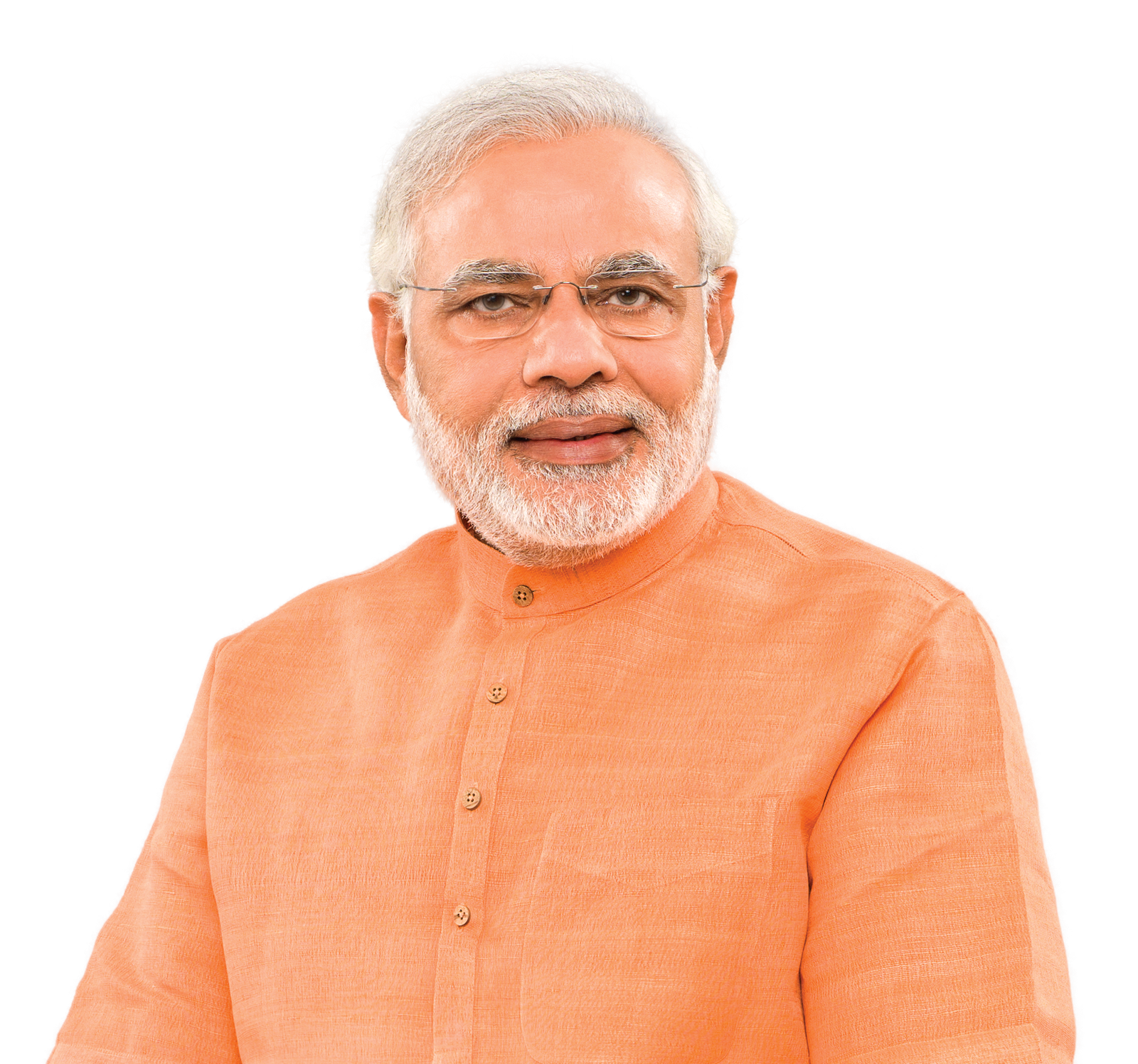 Prime Minister Narendra Modi in a saffron kurta.